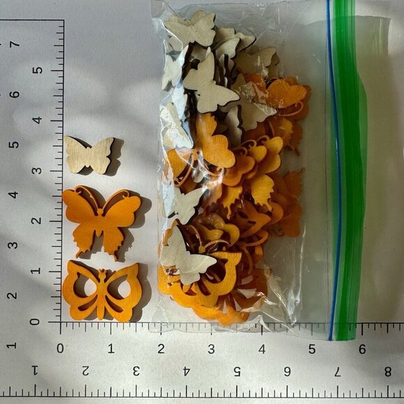 LOT BUTTERFLY FLOWERS HEARTS LETTERS ANIMALS TAGS WOOD LASER CUT EMBELLISHMENTS - Picture 14 of 14